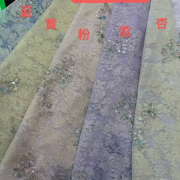 3d Embroidery Flower Applique Beads And Sequins Embroidered Lace Fabric