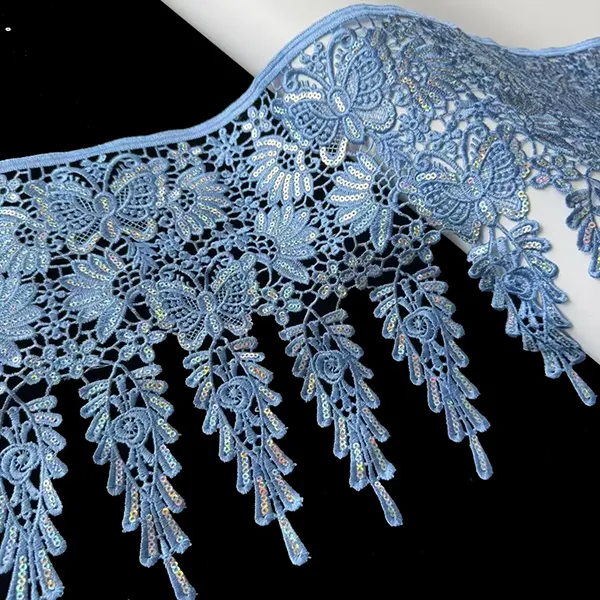 Wholesale Custom Sequin Beaded Lace Trimming Lace Embroidered With Sequins Wholesale Custom Sequin Beaded Lace Trimming Lace Embroidered With Sequins