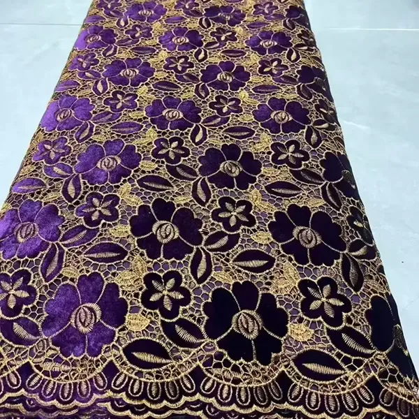 Wholesale Luxury Velvet Guipure Lace Middle East Velvet Lace Fabric Fashion High Quality Velvet Lace