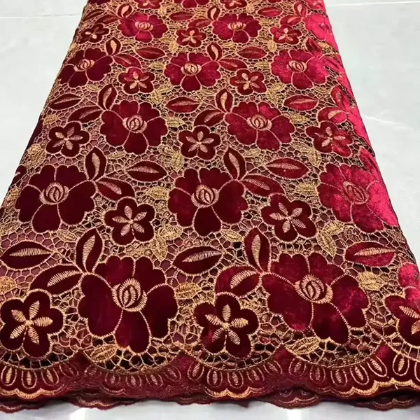 Wholesale Luxury Velvet Guipure Lace Middle East Velvet Lace Fabric Fashion High Quality Velvet Lace