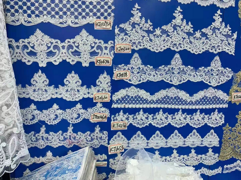 Custom Luxury Bridal French Lace Sequined Wedding Dress Border Lace for Wedding Lace