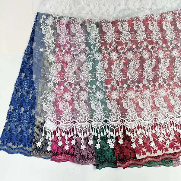 Трговија на големо со прекрасни 3D цветни мониста, евтини текстилни везови, швајцарски волшебни облоги со чипка 2021 година